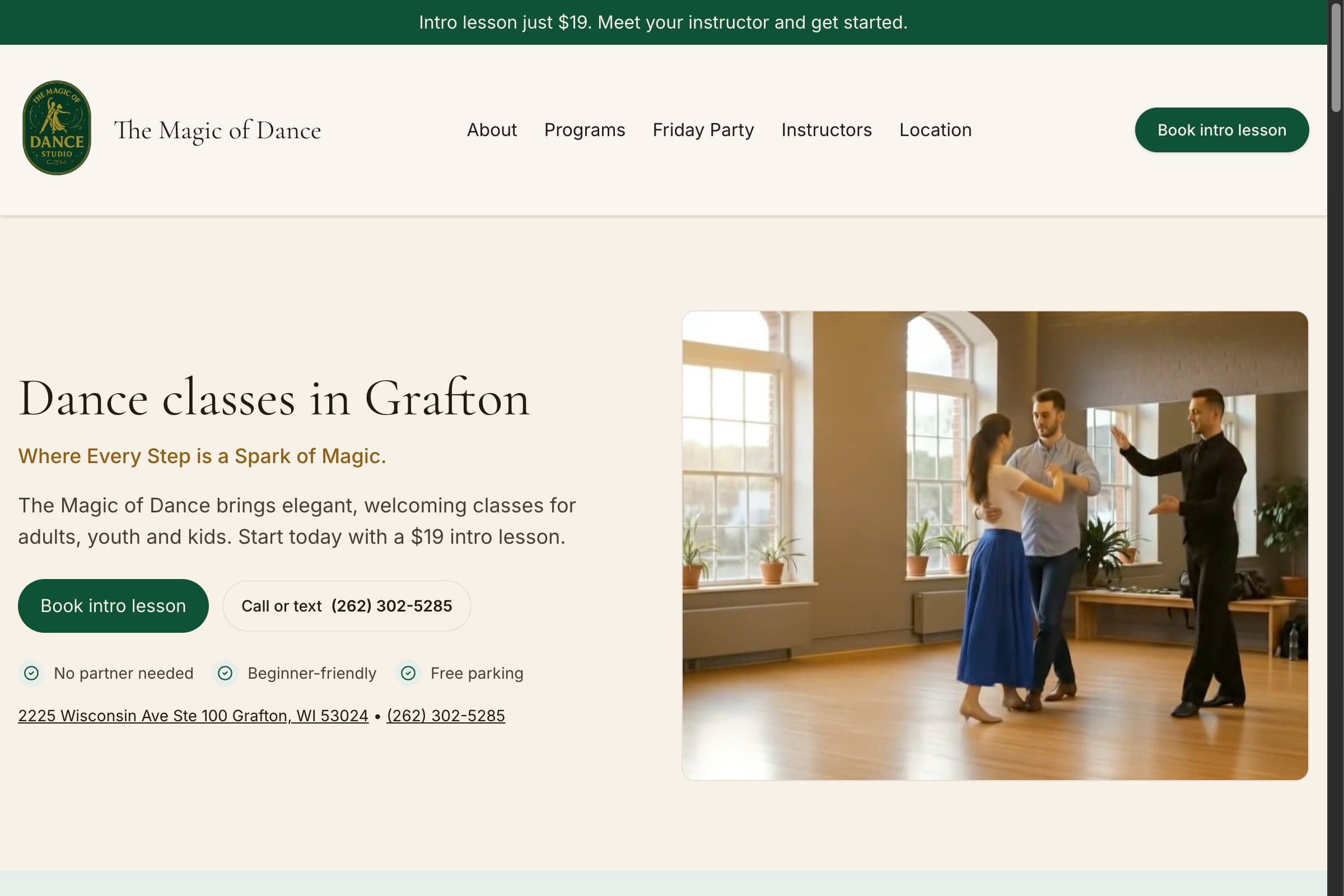 Clean & Modern dance studio website template